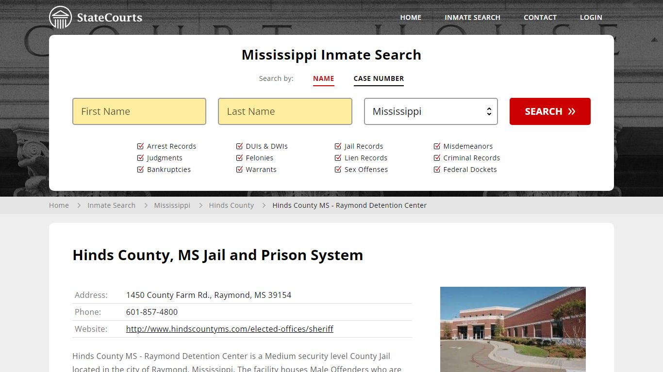 Hinds County MS - Raymond Detention Center Inmate Records Search ...
